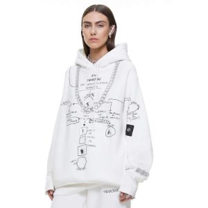 ADVISORY BOARD CRYSTALS Gray Objects Displaced by Refraction hoodie, White