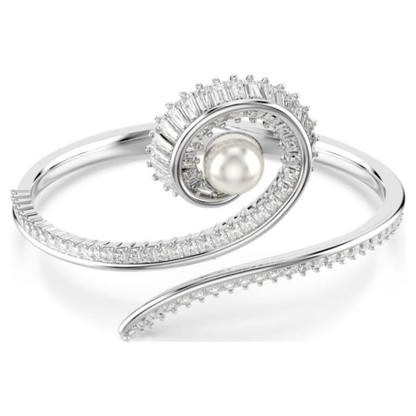 Ariana Grande x Swarovski bangle Crystal pearl, Baguette cut, White, Rhodium plated - Image 2