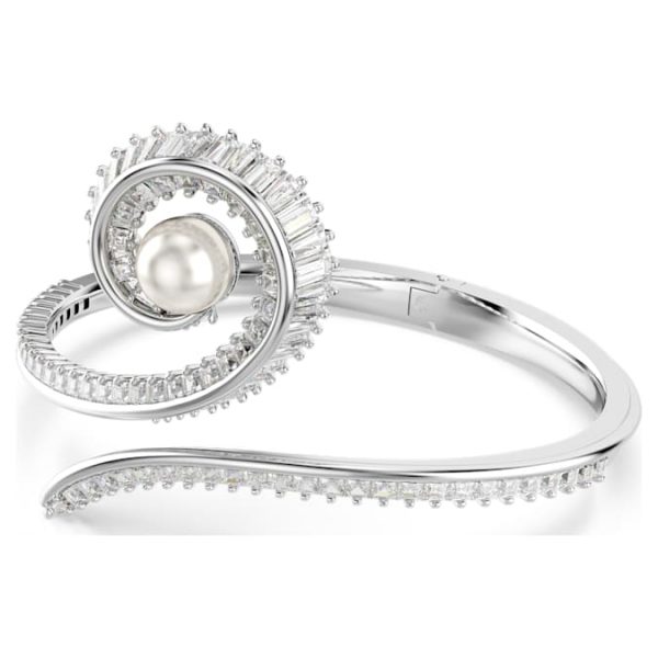 Ariana Grande x Swarovski bangle Crystal pearl, Baguette cut, White, Rhodium plated - Image 3