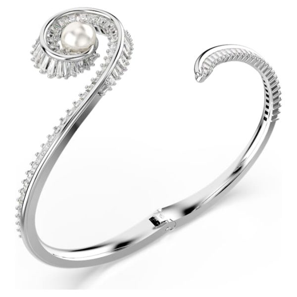 Ariana Grande x Swarovski bangle Crystal pearl, Baguette cut, White, Rhodium plated - Image 4