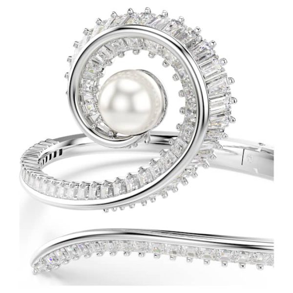 Ariana Grande x Swarovski bangle Crystal pearl, Baguette cut, White, Rhodium plated - Image 5