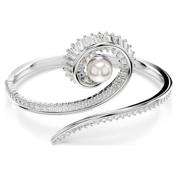 Ariana Grande x Swarovski bangle Crystal pearl, Baguette cut, White, Rhodium plated - Image 9
