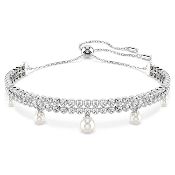 Ariana Grande x Swarovski bracelet Crystal pearl, Round cut, White, Rhodium plated - Image 2