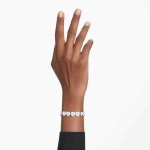 Ariana Grande x Swarovski bracelet Mixed cuts, Heart, White, Rhodium plated