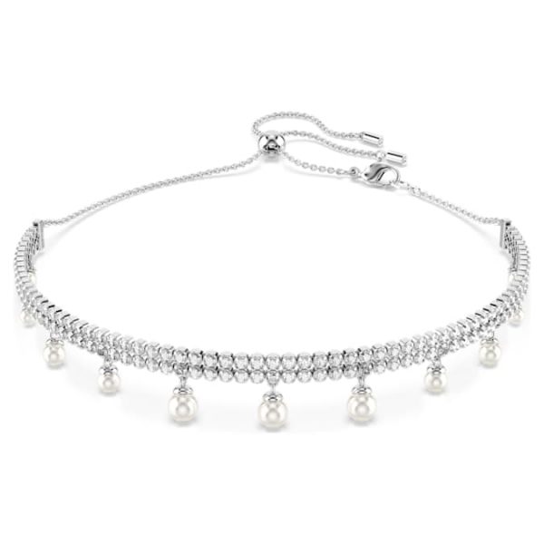 Ariana Grande x Swarovski choker Crystal pearl, Round cut, White, Rhodium plated - Image 2