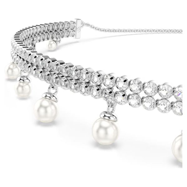 Ariana Grande x Swarovski choker Crystal pearl, Round cut, White, Rhodium plated - Image 4