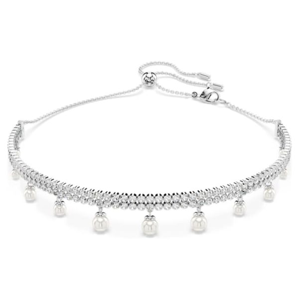 Ariana Grande x Swarovski choker Crystal pearl, Round cut, White, Rhodium plated - Image 8
