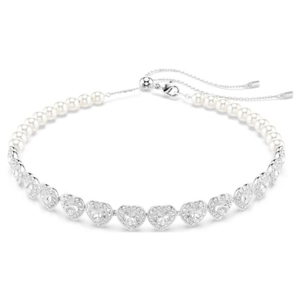 Ariana Grande x Swarovski choker Mixed cuts, Crystal pearl, Heart, White, Rhodium plated - Image 2