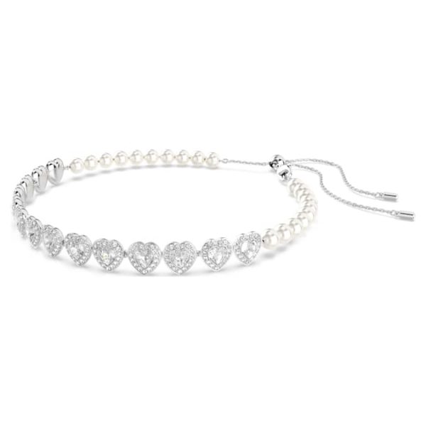 Ariana Grande x Swarovski choker Mixed cuts, Crystal pearl, Heart, White, Rhodium plated - Image 3