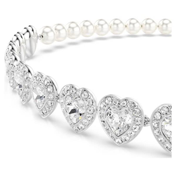 Ariana Grande x Swarovski choker Mixed cuts, Crystal pearl, Heart, White, Rhodium plated - Image 5