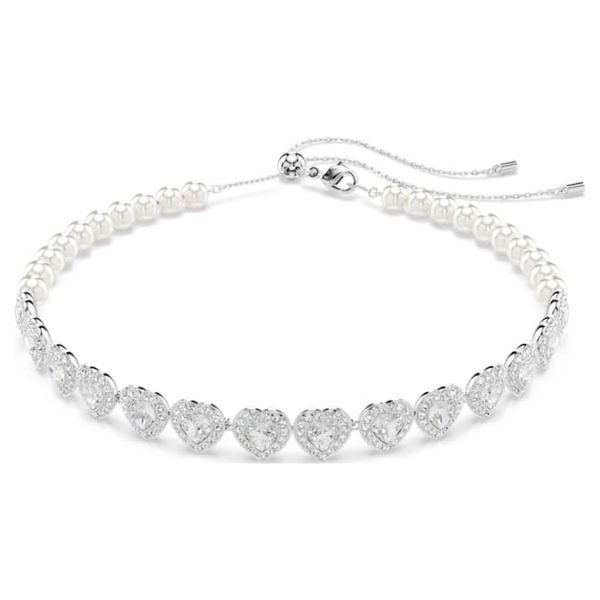 Ariana Grande x Swarovski choker Mixed cuts, Crystal pearl, Heart, White, Rhodium plated - Image 9