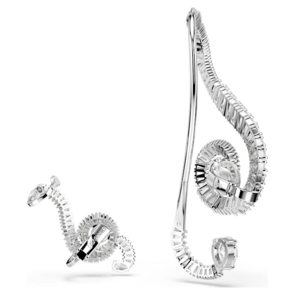 Ariana Grande x Swarovski clip earrings Asymmetrical design, Crystal pearl, Baguette cut, White, Rhodium plated - Image 5