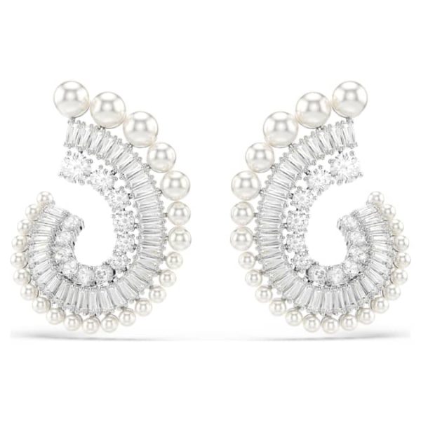 Ariana Grande x Swarovski drop earrings Crystal Pearl, Mixed cuts, White, Rhodium plated - Image 2