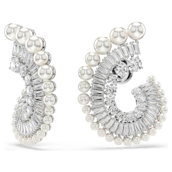 Ariana Grande x Swarovski drop earrings Crystal Pearl, Mixed cuts, White, Rhodium plated - Image 8