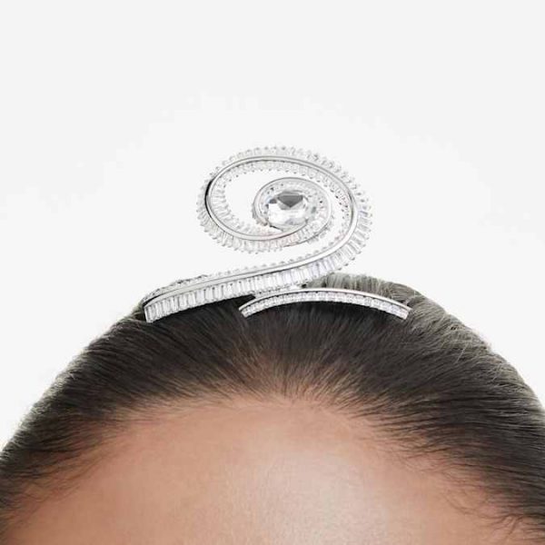 Ariana Grande x Swarovski hair clip Baguette cut, White, Rhodium plated - Image 6