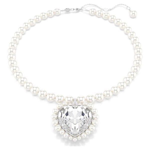 Ariana Grande x Swarovski necklace Crystal pearl, Heart cut, Heart, White, Rhodium plated - Image 2