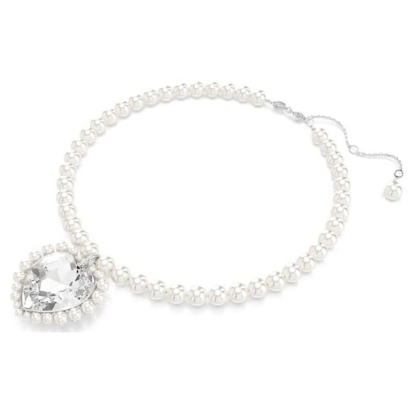 Ariana Grande x Swarovski necklace Crystal pearl, Heart cut, Heart, White, Rhodium plated - Image 3