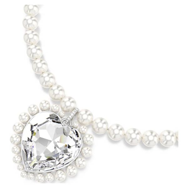 Ariana Grande x Swarovski necklace Crystal pearl, Heart cut, Heart, White, Rhodium plated - Image 5