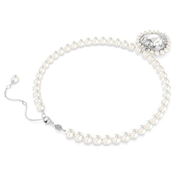 Ariana Grande x Swarovski necklace Crystal pearl, Heart cut, Heart, White, Rhodium plated - Image 6