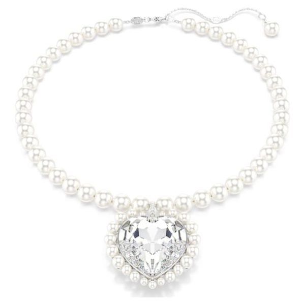 Ariana Grande x Swarovski necklace Crystal pearl, Heart cut, Heart, White, Rhodium plated - Image 9