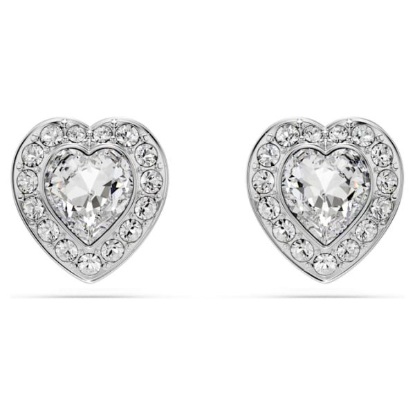 Ariana Grande x Swarovski stud earrings Mixed cuts, Heart, White, Rhodium plated - Image 2
