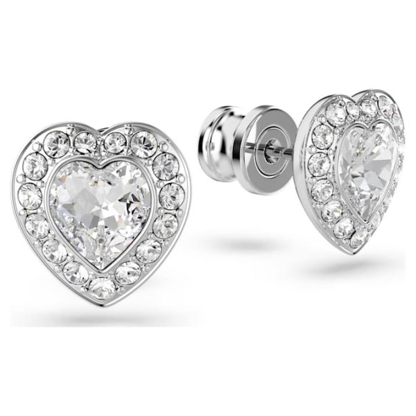 Ariana Grande x Swarovski stud earrings Mixed cuts, Heart, White, Rhodium plated - Image 4