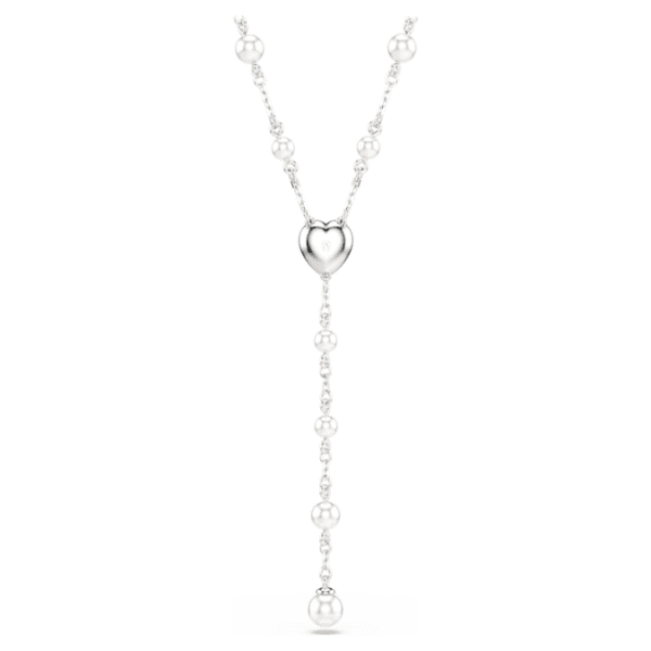 Ariana Grande x Swarovski Y necklace Mixed cuts, Crystal pearl, Heart, White, Rhodium plated - Image 6