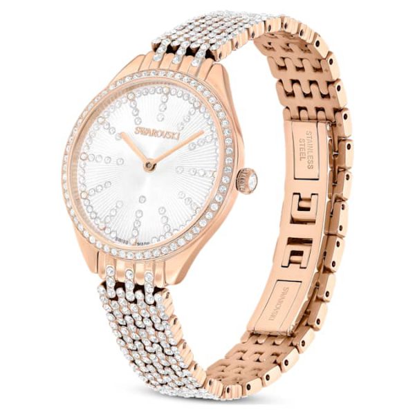 Attract watch Swiss Made, Full pavé, Crystal bracelet, Rose gold tone, Rose gold-tone finish - Image 3
