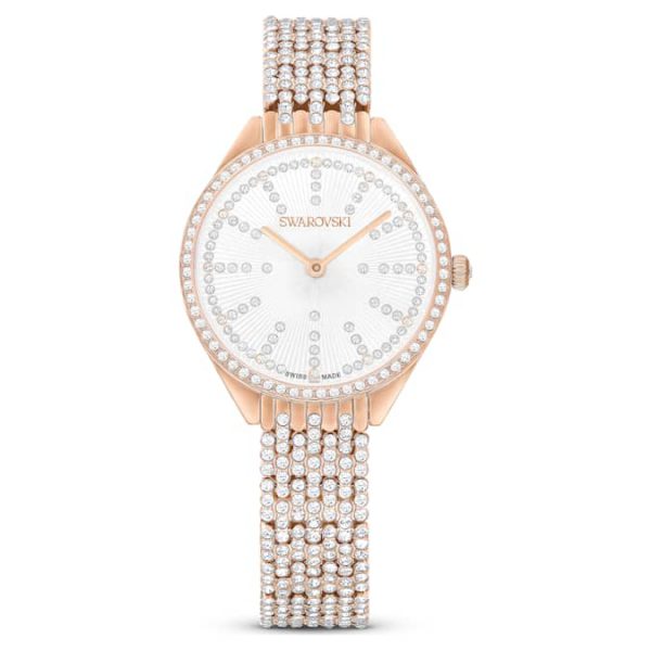 Attract watch Swiss Made, Full pavé, Crystal bracelet, Rose gold tone, Rose gold-tone finish - Image 2