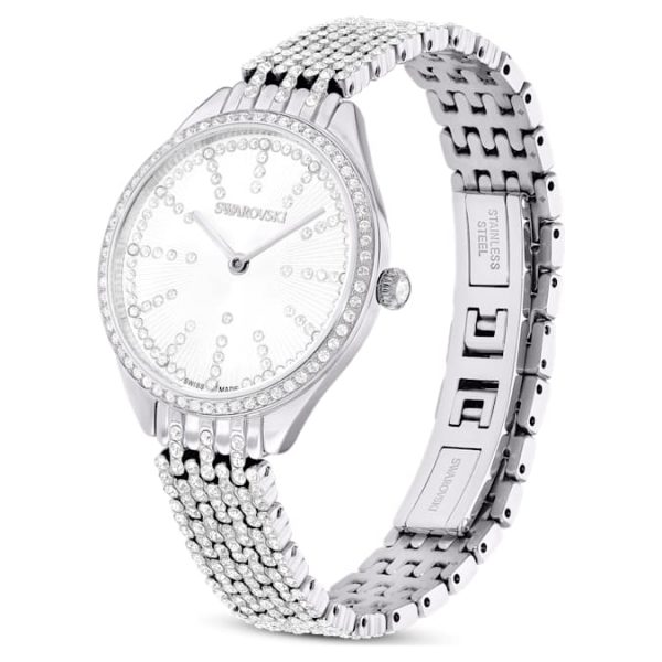 Attract watch Swiss Made, Full pavé, Crystal bracelet, Silver tone, Stainless steel - Image 3