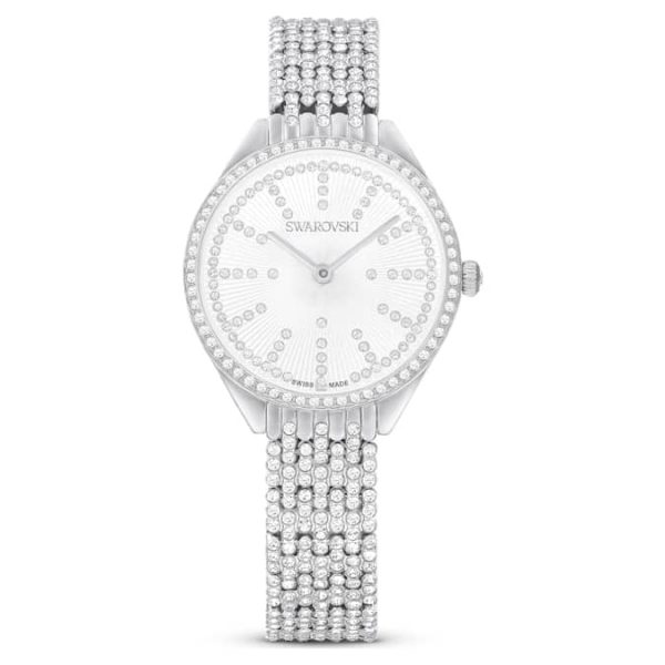 Attract watch Swiss Made, Full pavé, Crystal bracelet, Silver tone, Stainless steel - Image 2