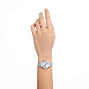 Attract watch Swiss Made, Full pavé, Crystal bracelet, Silver tone, Stainless steel