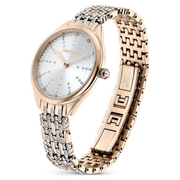 Attract watch Swiss Made, Pavé, Crystal bracelet, Gold tone, Champagne gold-tone finish - Image 3
