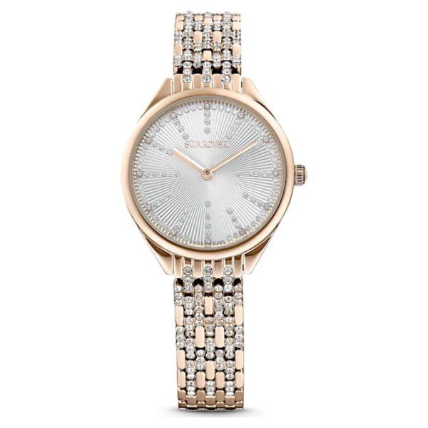 Attract watch Swiss Made, Pavé, Crystal bracelet, Gold tone, Champagne gold-tone finish - Image 2