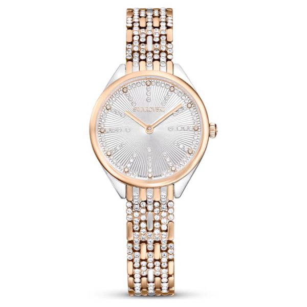 Attract watch Swiss Made, Pavé, Crystal bracelet, Rose gold tone, Mixed metal finish - Image 2