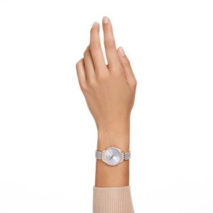 Attract watch Swiss Made, Pavé, Crystal bracelet, Rose gold tone, Mixed metal finish