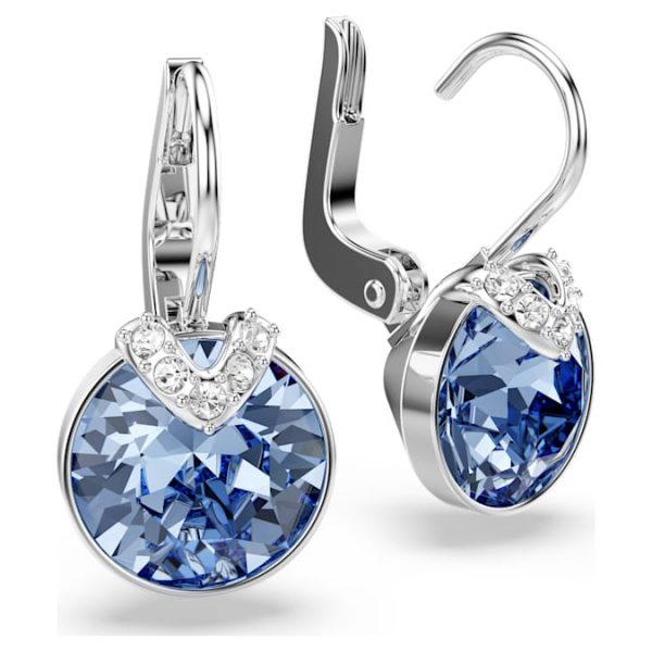 Bella V drop earrings Round cut, Blue, Rhodium plated - Image 3