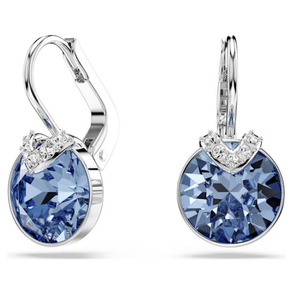 Bella V drop earrings Round cut, Blue, Rhodium plated - Image 5