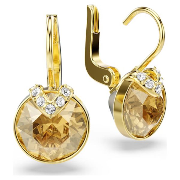 Bella V drop earrings Round cut, Gold tone, Gold-tone plated - Image 4