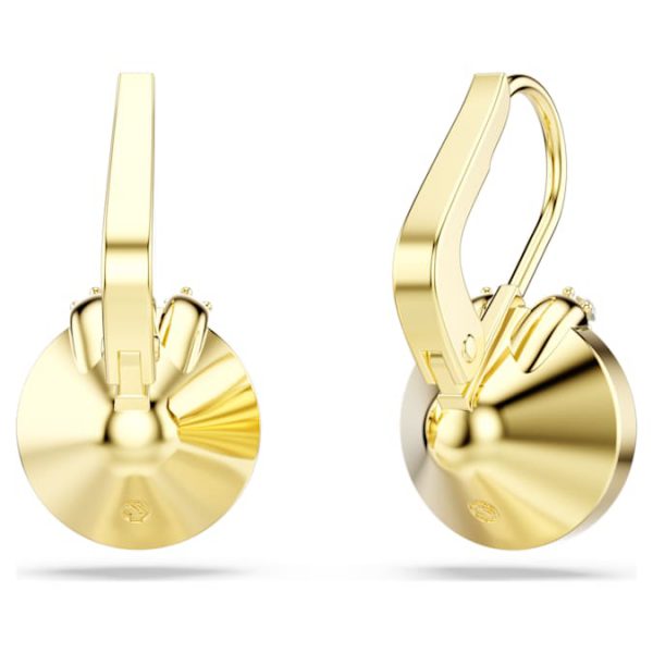 Bella V drop earrings Round cut, Green, Gold-tone plated - Image 4