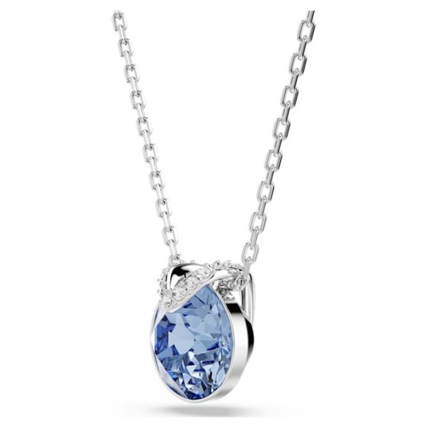 Bella V pendant Round cut, Blue, Rhodium plated - Image 3