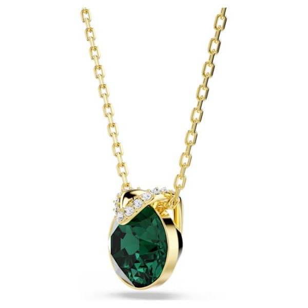 Bella V pendant Round cut, Green, Gold-tone plated - Image 3