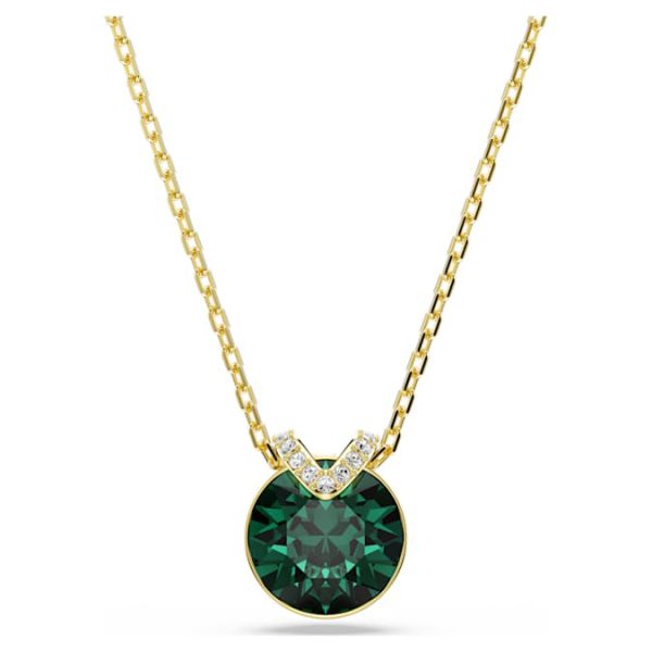 Bella V pendant Round cut, Green, Gold-tone plated - Image 6