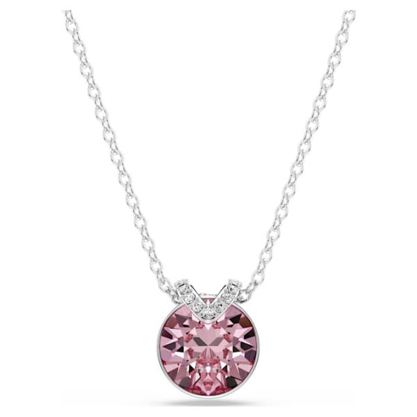 Bella V pendant Round cut, Pink, Rhodium plated - Image 2