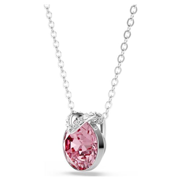 Bella V pendant Round cut, Pink, Rhodium plated - Image 4