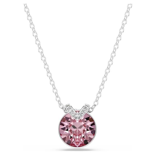 Bella V pendant Round cut, Pink, Rhodium plated - Image 8