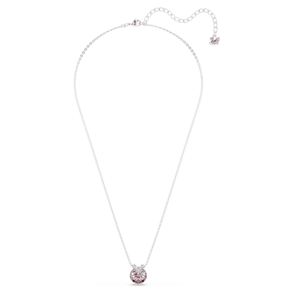 Bella V pendant Round cut, Pink, Rhodium plated - Image 3