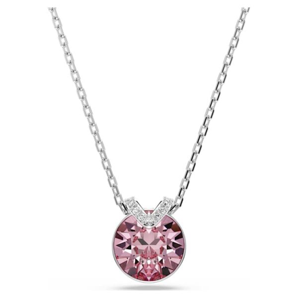 Bella V pendant Round cut, Pink, Rhodium plated - Image 2