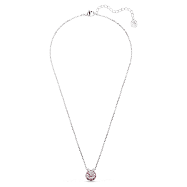 Bella V pendant Round cut, Pink, Rhodium plated - Image 3