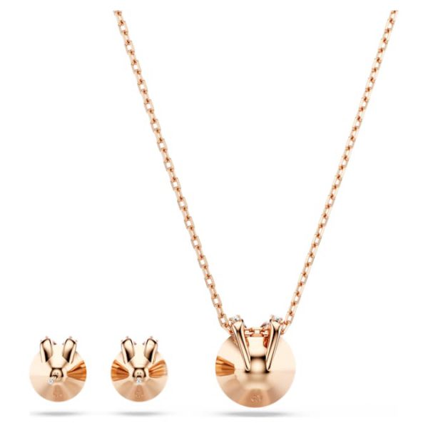 Bella V set Round cut, White, Rose gold-tone plated - Image 7
